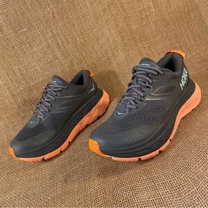 Hoka One One Stinson ATR 6 Running Trail Shoe Gray and Orange women size 8.5